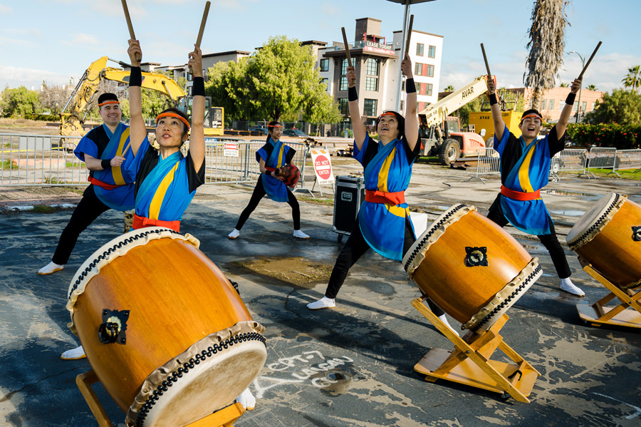 The Energetic San Jose Taiko gave a performance at the Japan Town Mixed Use Ground Breaking ceremony.