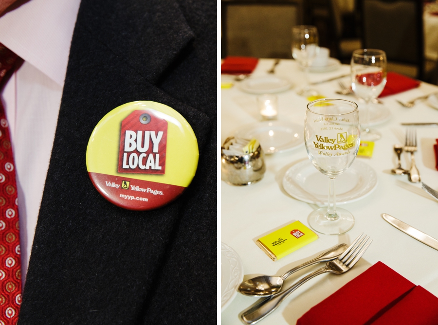 A collage of close ups of Yellow Pages Pin and Wine Glass