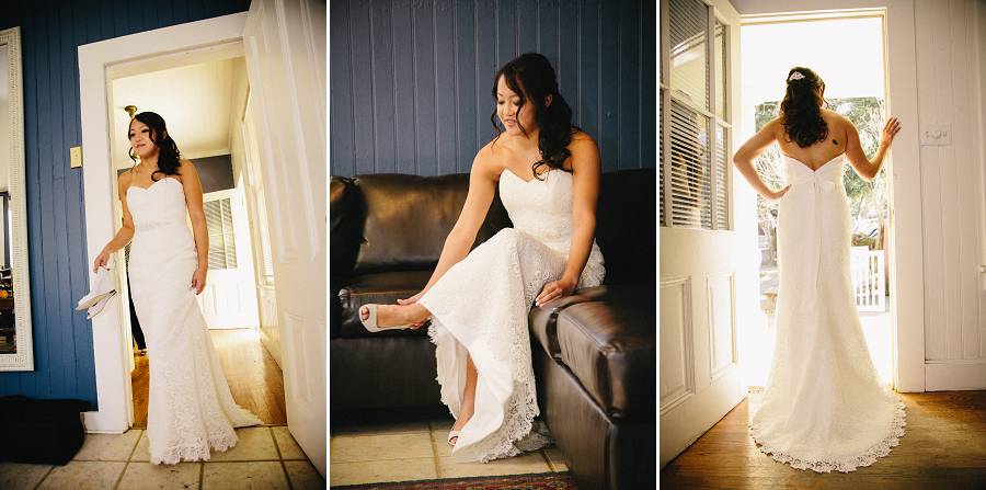 A triptych of a bride getting ready for her Picchetti Winery Wedding