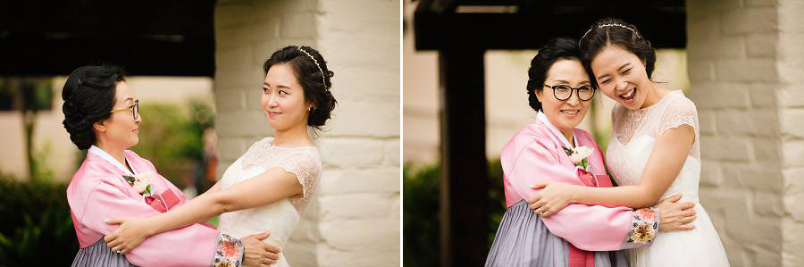 A collage of a bride with her mom before her Wedding