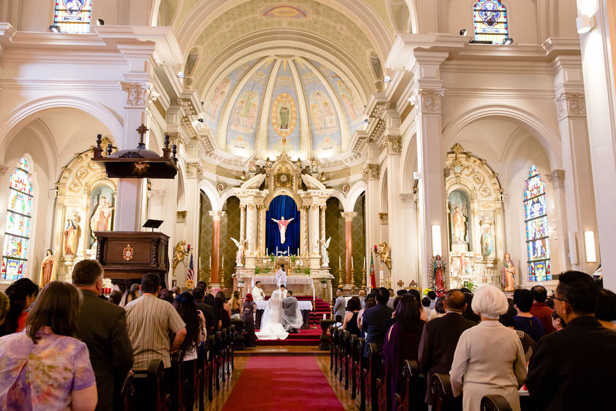 A beautiful shot of Wedding at the Five Wounds Church in San Jose