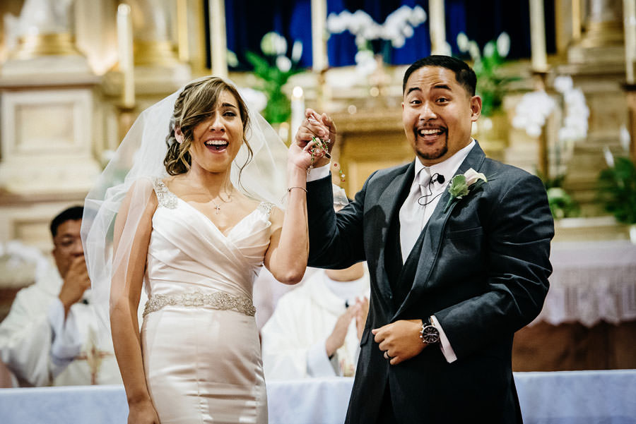 Bride and Groom happy face after being announced as Husband and Wife