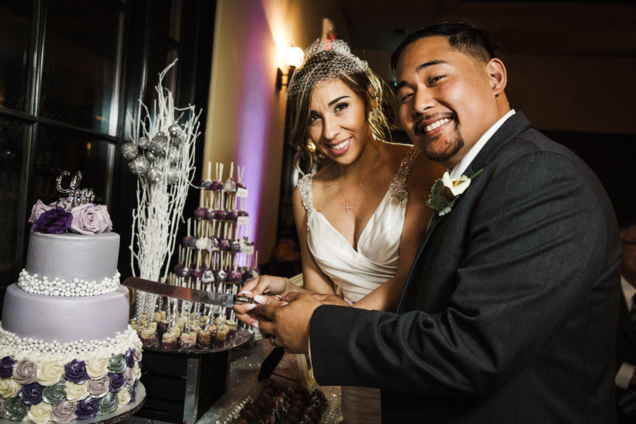 Cute picture of Bride and Groom cutting the cake